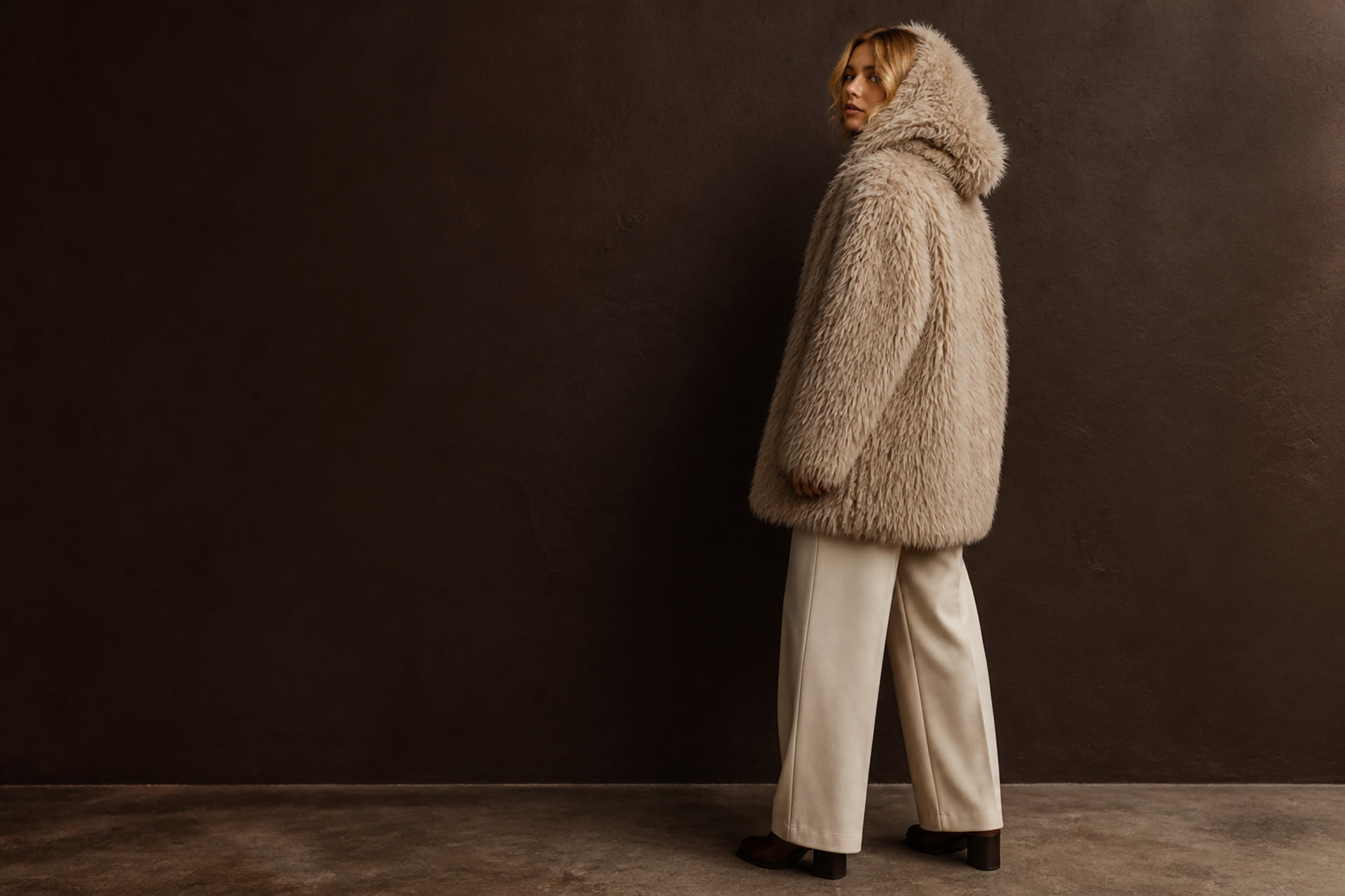 HS Faux Fur jas 41189 met capuchon
